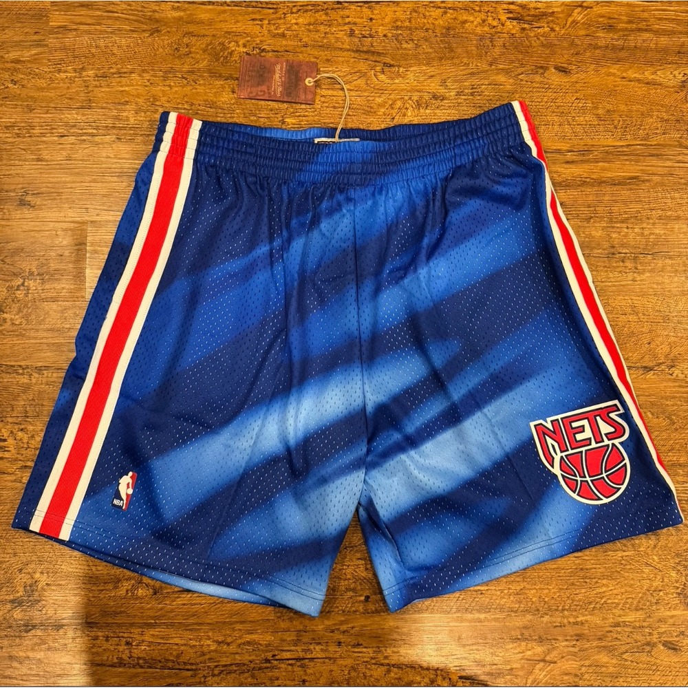 Mitchell & Ness Blue New Jersey Nets Team Swingman NBA Basketball Shorts Men 2XL